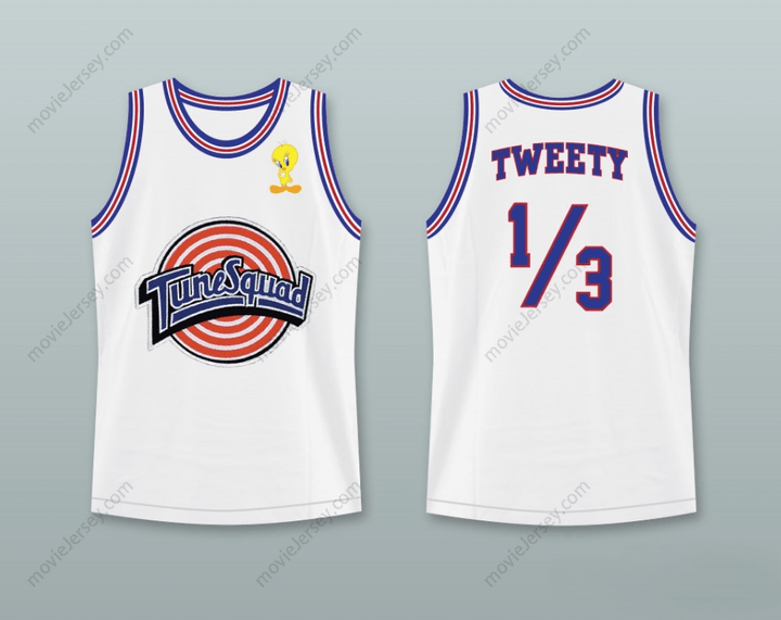 PERSONALIZA CUALQUIER Nombre Número SPACE JAM TWEETY BIRD Camiseta de Baloncesto 1/3 TUNE SQUAD CON PARCHE TWEETY BIRD Cosido en la Parte Superior S-6XL