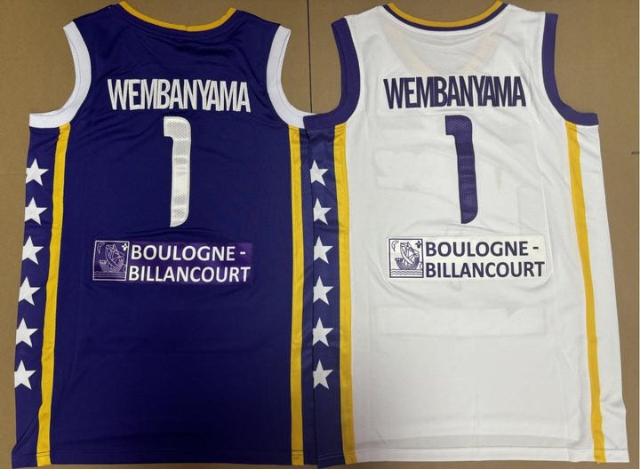 Camiseta de Baloncesto Masculina Wembanyama #1 Jersey Todo Cosido S-2XLCosido