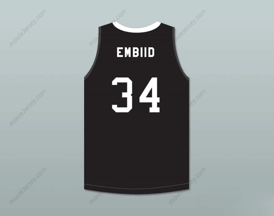 PERSONALIZA CUALQUIER Nombre Número JOEL EMBIID 34 THE ROCK HIGH SCHOOL CAMISETA DE BALONCESTO NEGRA 2 Top Stitched S-6XL