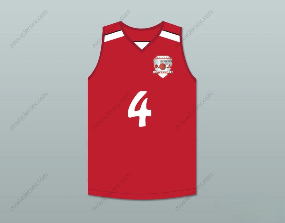 CUSTOM ANY Name Number GIANNIS ANTETOKOUNMPO 4 FILATHLITIKOS B.C. RED BASKETBALL JERSEY 2 Top Stitched S-6XL