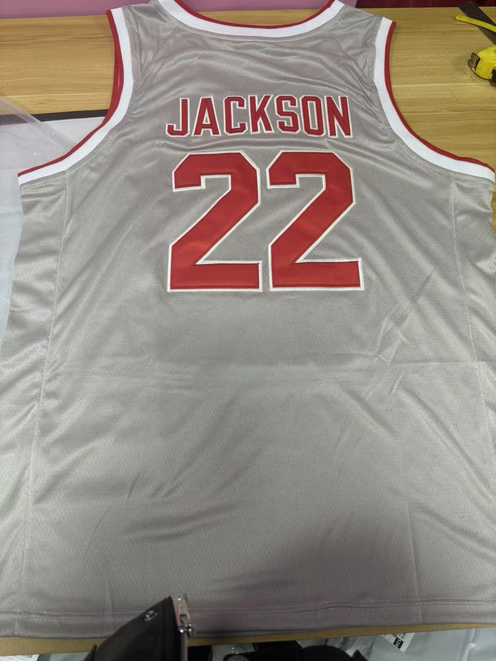 CUSTOM ANY Name Number Jim JACKSON #22 Basketball Jersey Grey Color Top Stitched S-6XL