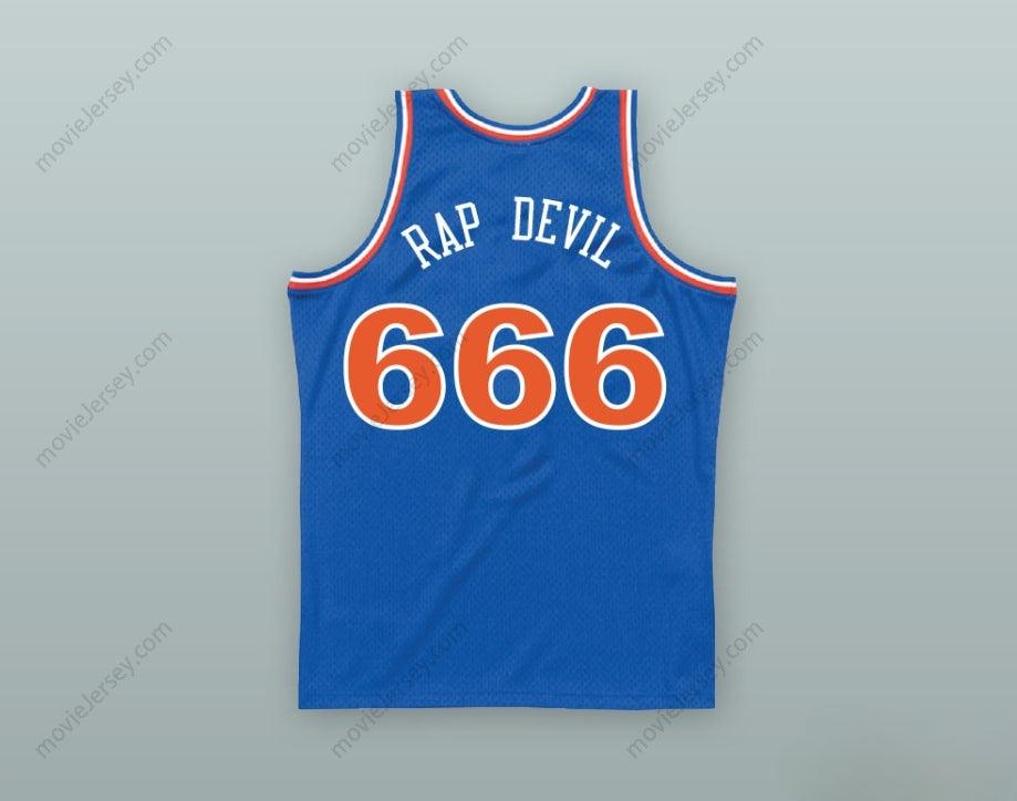 PERSONALIZADO Cualquier Nombre Número MGK 666 RAP DEVIL BALONCESTO AZUL CLÁSICO Camiseta Cosida Tallas S-6XL