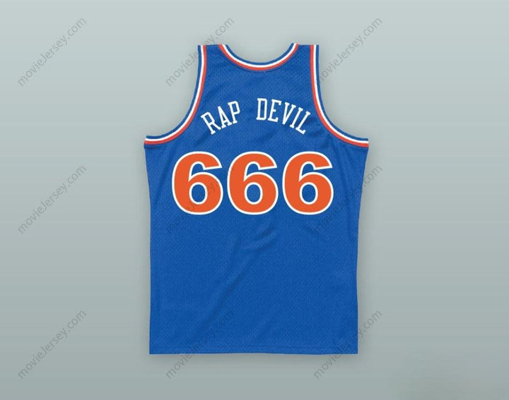 PERSONALIZADO Cualquier Nombre Número MGK 666 RAP DEVIL BALONCESTO AZUL CLÁSICO Camiseta Cosida Tallas S-6XL