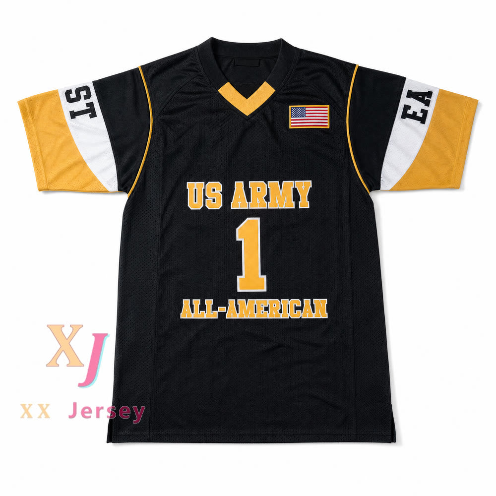 PERSONALIZA Cualquier Nombre Número STEFON DIGGS 1 U.S. ARMY HIGH SCHOOL ALL-AMERICAN EAST NEGRO CAMISETA DE FÚTBOL Costuras de primera calidad S-6XL