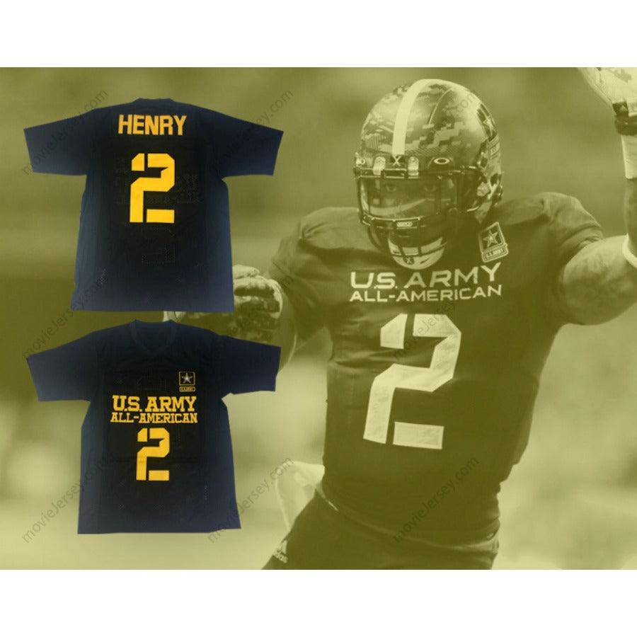 PERSONALIZA Cualquier Nombre Número DERRICK HENRY 2 US ARMY HIGH SCHOOL ALL-AMERICAN JERSEY DE FÚTBOL NEGRO Con Costuras Superiores S-6XL
