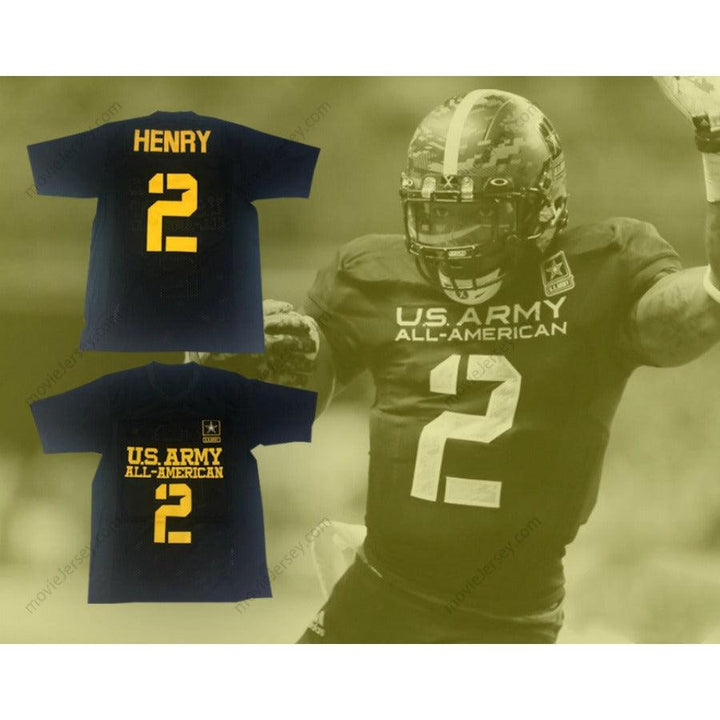 PERSONALIZA Cualquier Nombre Número DERRICK HENRY 2 US ARMY HIGH SCHOOL ALL-AMERICAN JERSEY DE FÚTBOL NEGRO Con Costuras Superiores S-6XL