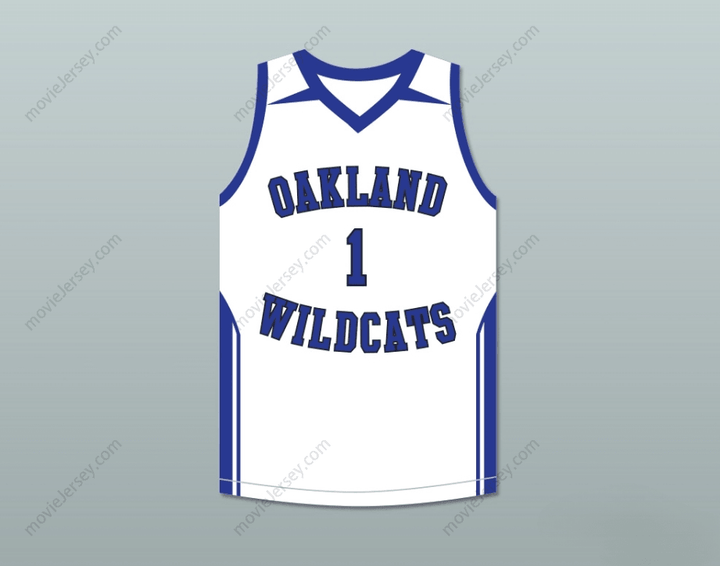CUSTOM ANY Name Number DAMIAN LILLARD 1  HIGH SCHOOL WILDCATS WHITE BASKETBALL JERSEY Top Stitched S-6XL