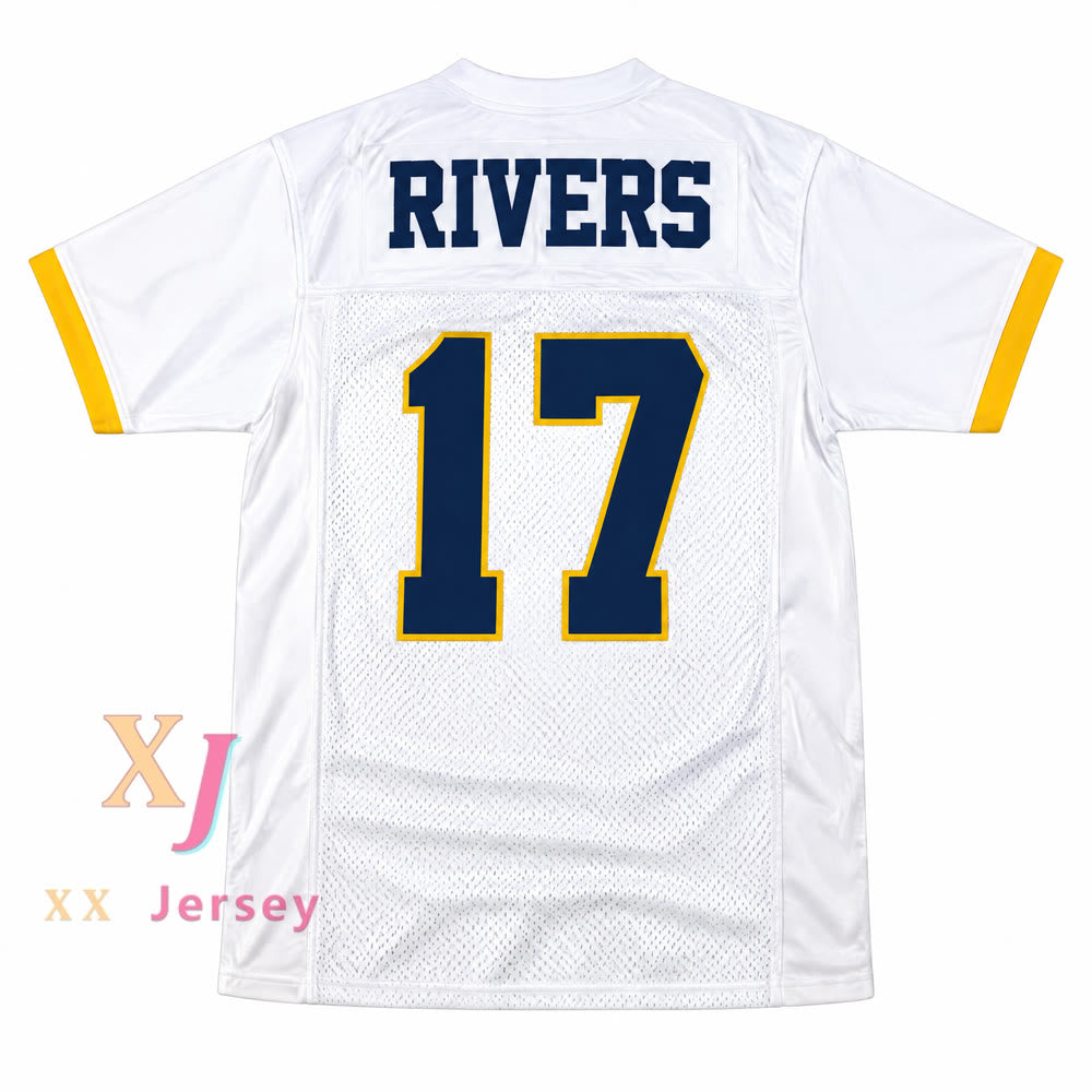 PERSONALIZA Cualquier Nombre Número PHILIP RIVERS 17 ATENAS HIGH SCHOOL DORADO BLANCO JERSEY DE FÚTBOL Parte Superior Cosida S-6XL