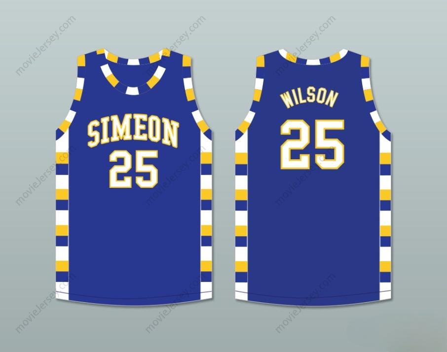 PERSONALIZA CUALQUIER Nombre Número BEN WILSON 25 SIMEON CAREER ACADEMY WOLVERINES CAMISETA BALONCESTO AZUL REY Parte Superior Cosido S-6XL