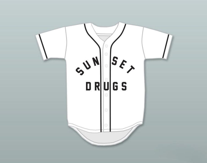 Camiseta de béisbol blanca de Ligas Pequeñas con nombre y número de Andre Dawson 10 SUNSET DRUGS, doble costura, tallas S-6XL