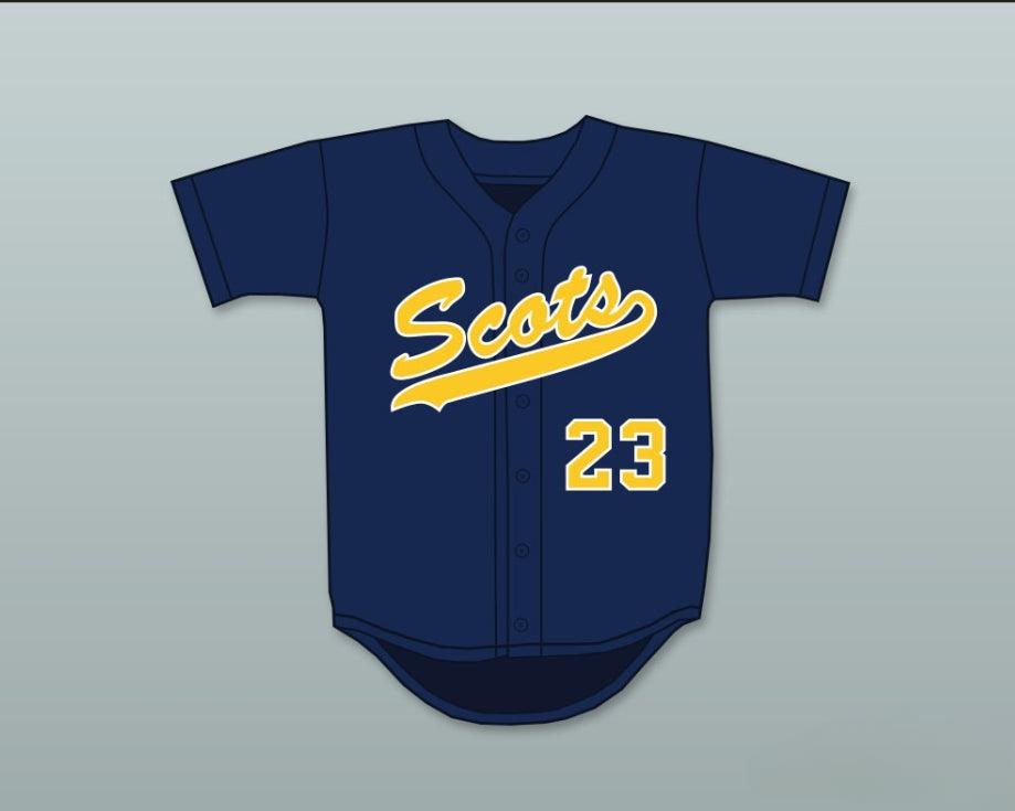 Camiseta de béisbol azul marino SCOTS de HIGHLAND PARK HIGH SCHOOL con número y nombre de CLAYTON KERSHAW 23, costura superior, tallas S-6XL