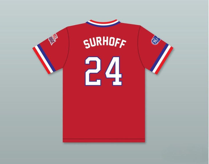 Personalizada Cualquier Nombre Número B.J. SURHOFF 24 1984 Equipo de EE. UU. Camiseta de Béisbol Roja Cosida Tallas S-6XL