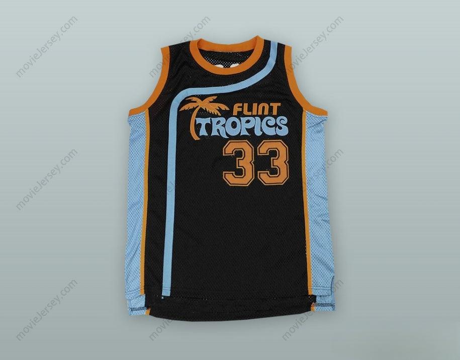 PERSONALIZA cualquier nombre y número de JACKIE MOON 33 FLINT TROPICS JERSEY DE BALONCESTO NEGRO con costuras, tallas S-6XL