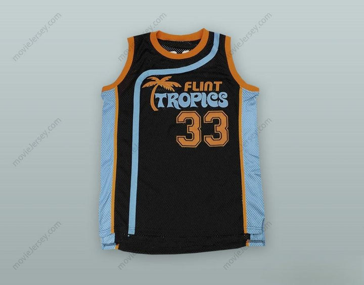 PERSONALIZA cualquier nombre y número de JACKIE MOON 33 FLINT TROPICS JERSEY DE BALONCESTO NEGRO con costuras, tallas S-6XL