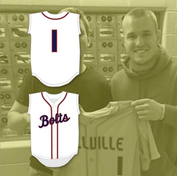 Custom Any Name Number MIKE TROUT 1  SENIOR HIGH SCHOOL THUNDERBOLTS WHITE BASEBALL JERSEY 1 Top Stitched S-6XL