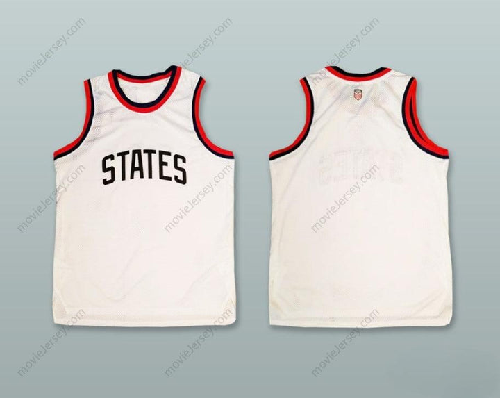 CAMISETA DE BALONCESTO BLANCA PERSONALIZADA CUALQUIER Nombre Número ESTADOS UNIDOS USA Cosida S-6XL