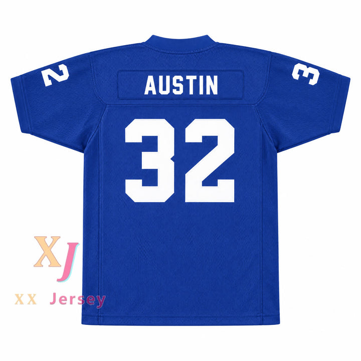 Custom Steve Austin 32 Edna High School Cowboys Blue Football Jersey