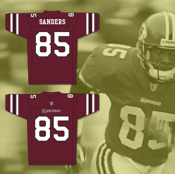CAMISETA DE FÚTBOL PERSONALIZADA CON CUALQUIER Nombre Número MORRIS CHESTNUT TRAVIS SANDERS 85 BOSTON REBELS VISITANTE Cosida S-6XL