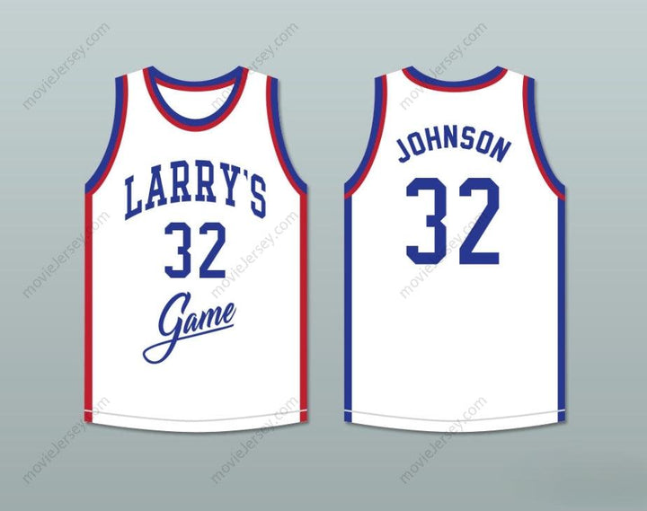CAMISETA DE BALONCESTO BLANCA "LARRY'S GAME" DE MAGIC JOHNSON #32 PERSONALIZABLE CON CUALQUIER NOMBRE Y NÚMERO, EVENTO BENÉFICO DE 1988, COSTURA DE ALTA CALIDAD, TALLAS S-6XL