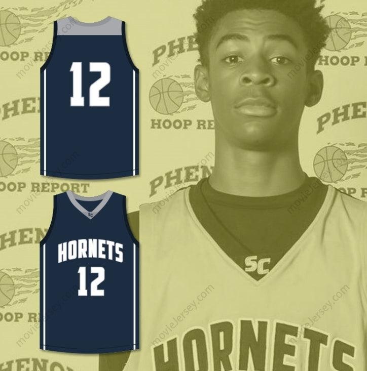 PERSONALIZA CUALQUIER Nombre Número JA MORANT 12 CAMISETA DE BALONCESTO AZUL MARINO DE LOS HORNETS 1 Top Cosido S-6XL