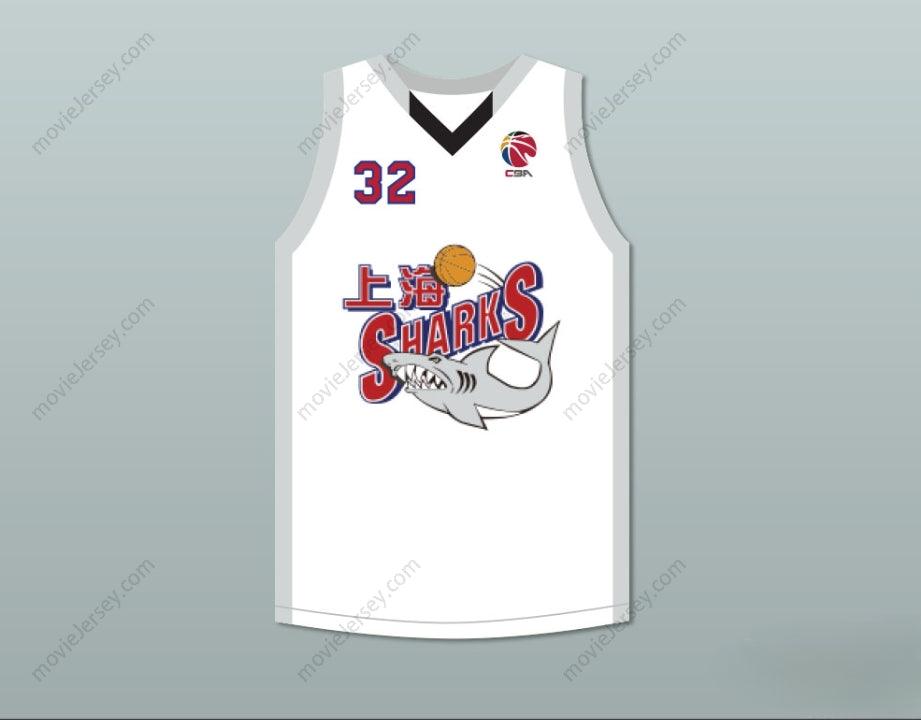 PERSONALIZA CUALQUIER Nombre Número JIMMER FREDETTE 32 SHANGHAI SHARKS CAMISETA DE BALONCESTO ALTERNATIVA BLANCA CON PARCHE CBA Cosido Superior S-6XL