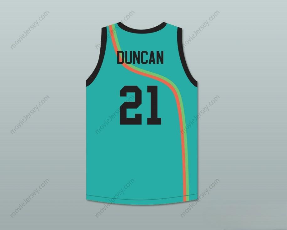 CUSTOM ANY Name Number TIM DUNCAN 21 ROSWELL RAYGUNS TEAL BASKETBALL JERSEY Top Stitched S-6XL