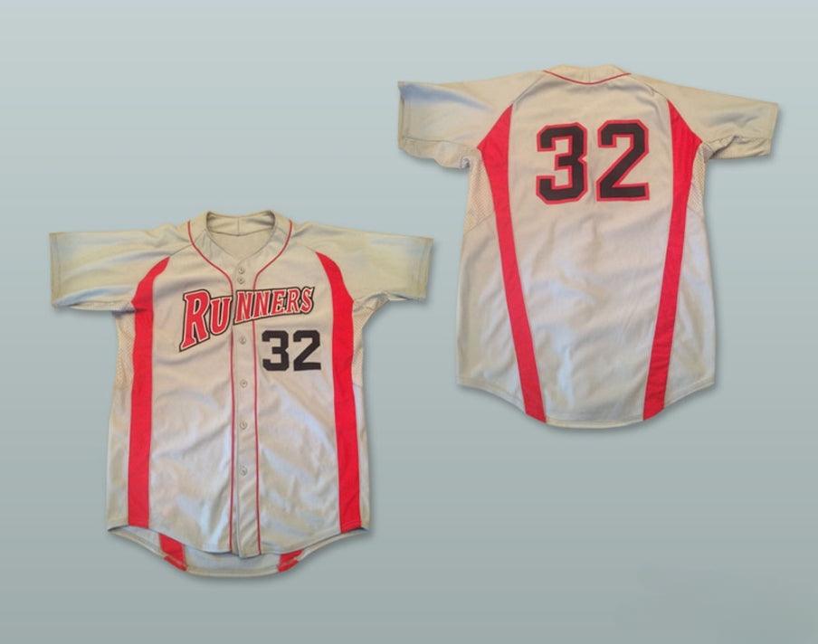 Camiseta de Béisbol Personalizada con Cualquier Nombre y Número RUNNERS 32 Gris con Costuras S-6XL