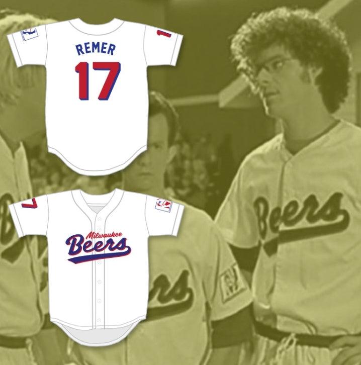 Camiseta de béisbol blanca personalizada con cualquier nombre y número DOUG REMER 17 BEERS DELUXE BASEKETBALL, tallas S-6XL, cosida