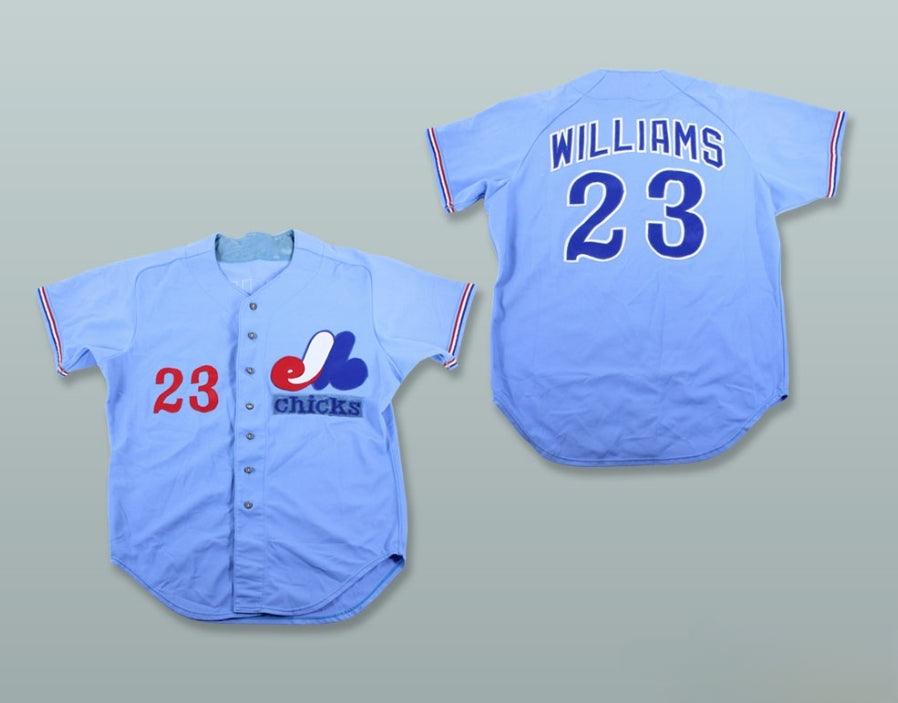 Camiseta de béisbol personalizada con cualquier nombre y número RICK WILLIAMS 23, de CHICKS, AZUL CLARO, tallas S-6XL, costuras visibles