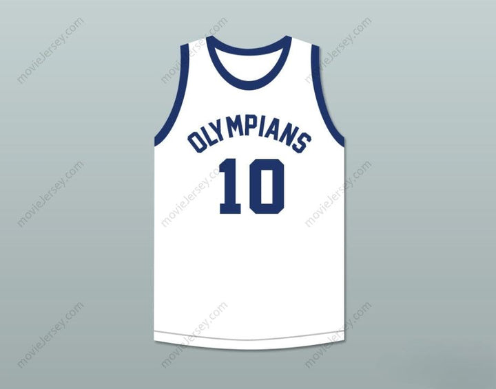 PERSONALIZA con Cualquier Nombre Número KLEGGIE HERMSEN 10 OLIMPIANOS RETRO CAMISETA BALONCESTO BLANCA BORDADO Tallas S-6XL