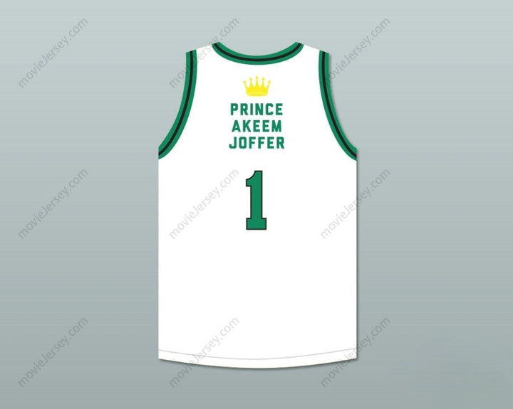 PERSONALIZA CUALQUIER Nombre Número PRÍNCIPE AKEEM JOFFER 1 PAÍS AFRICANO FICTICIO CAMISETA DE BALONCESTO BLANCA Parte Superior Cosida S-6XL