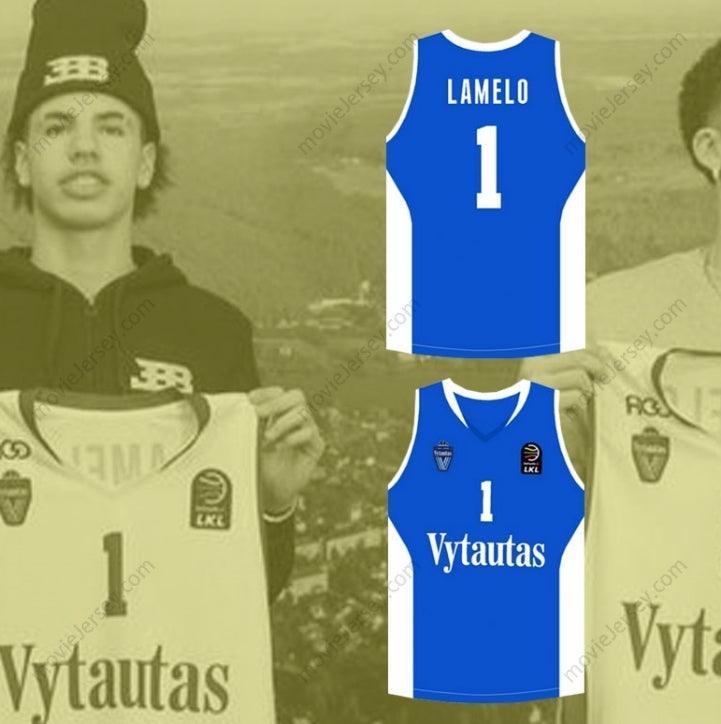 PERSONALIZA CUALQUIER Nombre Número LAMELO BALL 1 LITUANIA VYTAUTAS AZUL CAMISETA DE BALONCESTO Cosida S-6XL