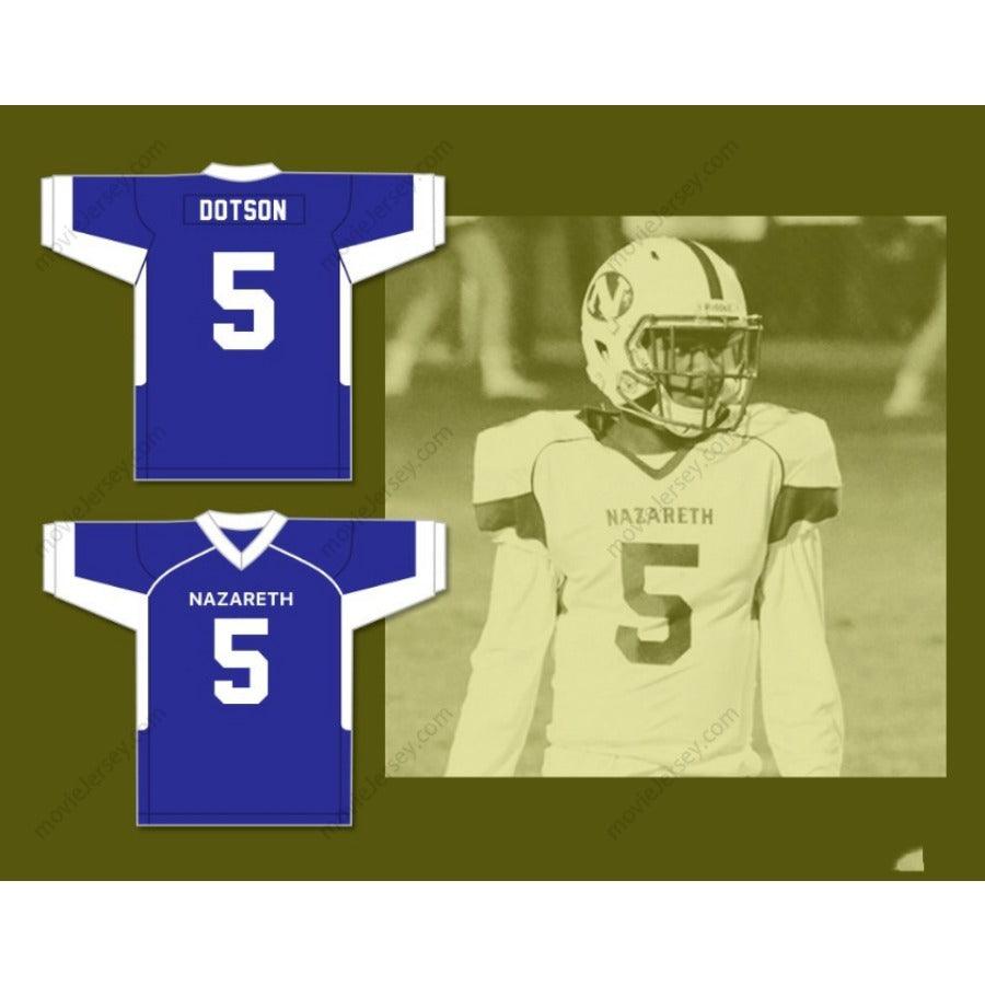 PERSONALIZA cualquier nombre y número JAHAN DOTSON 5 NAZARETH AREA HIGH SCHOOL AZUL camiseta de fútbol, costuras S-6XL