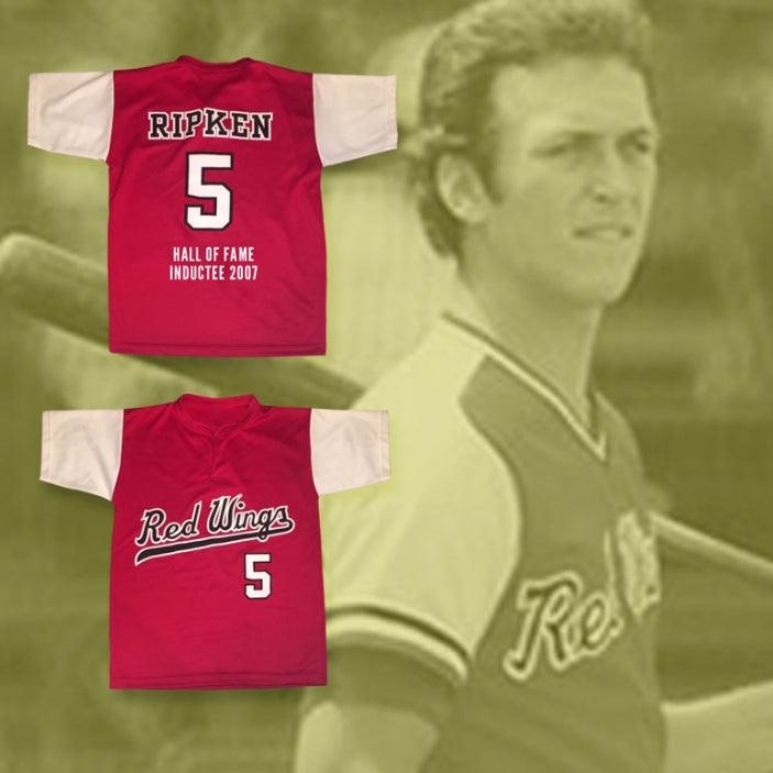 Camiseta de béisbol ROJA con el número 5 de CAL RIPKEN JR. de los RED WINGS, personalizada con cualquier nombre, miembro del Salón de la Fama de 2007, costuras superiores, tallas S-6XL