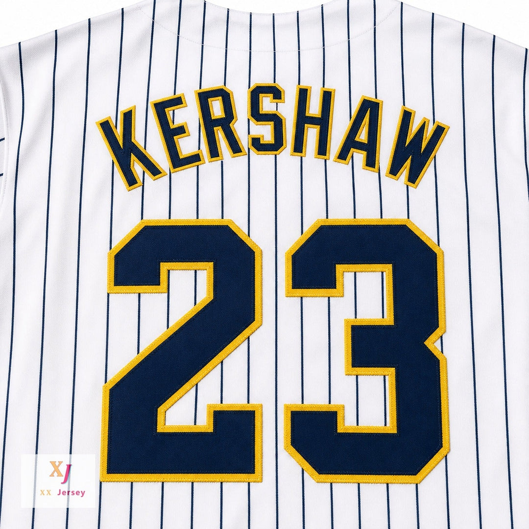 Camiseta de béisbol a rayas blancas de los Scots de la escuela secundaria Highland Park, número 23 de Clayton Kershaw, con cualquier nombre y número personalizado, doble costura, tallas S-6XL