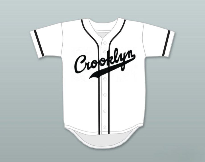 Camiseta de béisbol CROOKLYN NEGRA SOBRE BLANCO personalizada con CUALQUIER NOMBRE O NÚMERO, con costura superior, tallas S-6XL