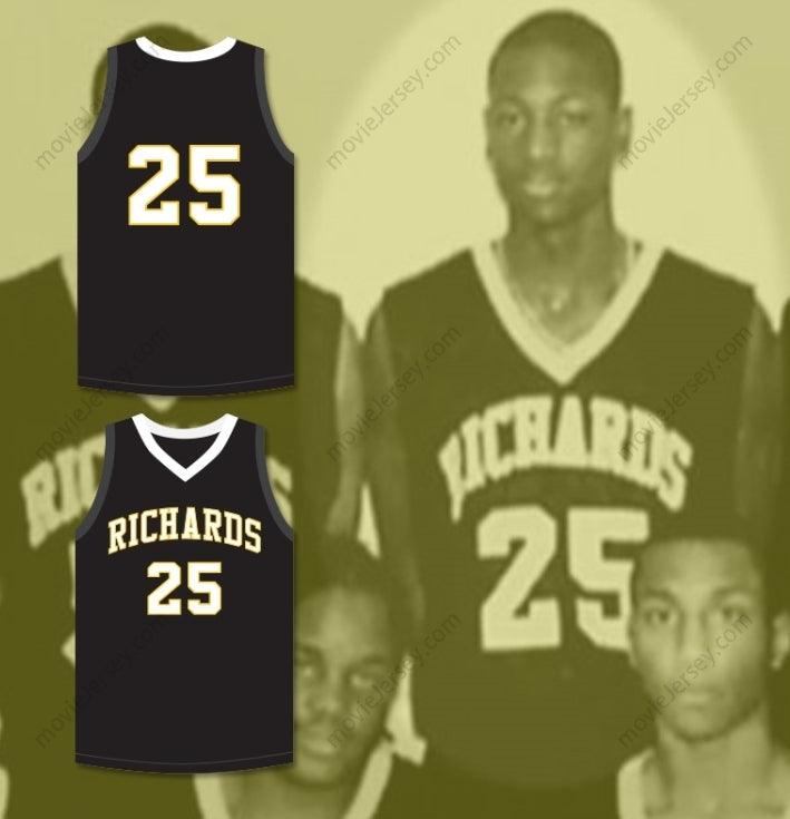 PERSONALIZA CUALQUIER Nombre Número DWYANE WADE 25 HAROLD L. RICHARDS HIGH SCHOOL BULLDOGS CAMISETA DE BALONCESTO NEGRA Talla S-6XL con 5 PESPUNTES