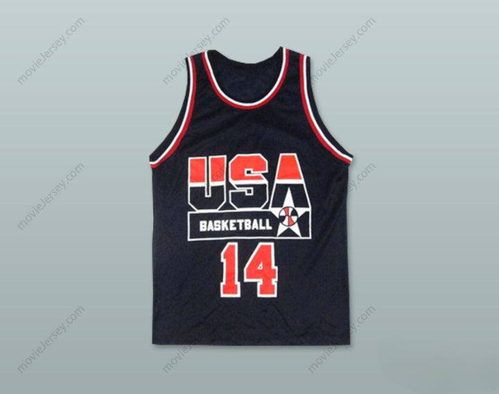 PERSONALIZA Cualquier Nombre Número ALONZO MOURNING 14 USA CAMISETA DE BALONCESTO DE VISITANTE Costuras S-6XL