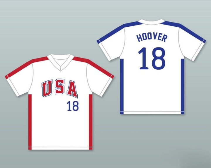Personalizado Cualquier Nombre Número JOHN HOOVER 18 1984 USA EQUIPO BLANCO CAMISETA DE BÉISBOL Parte Superior Cosida S-6XL