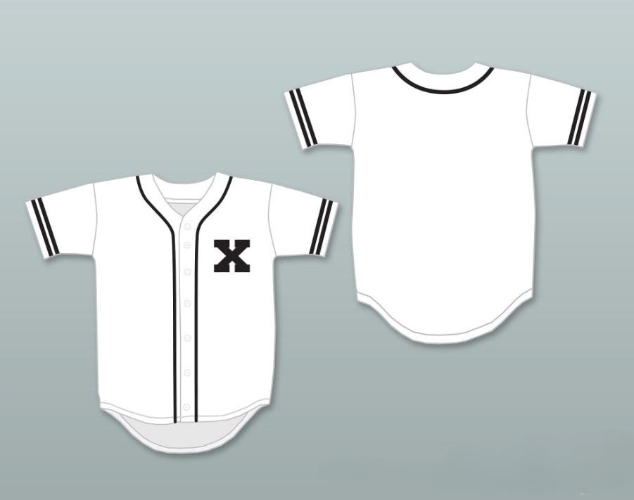 Camiseta de béisbol blanca MALCOLM X con nombre y número personalizados, cosida, tallas S-6XL