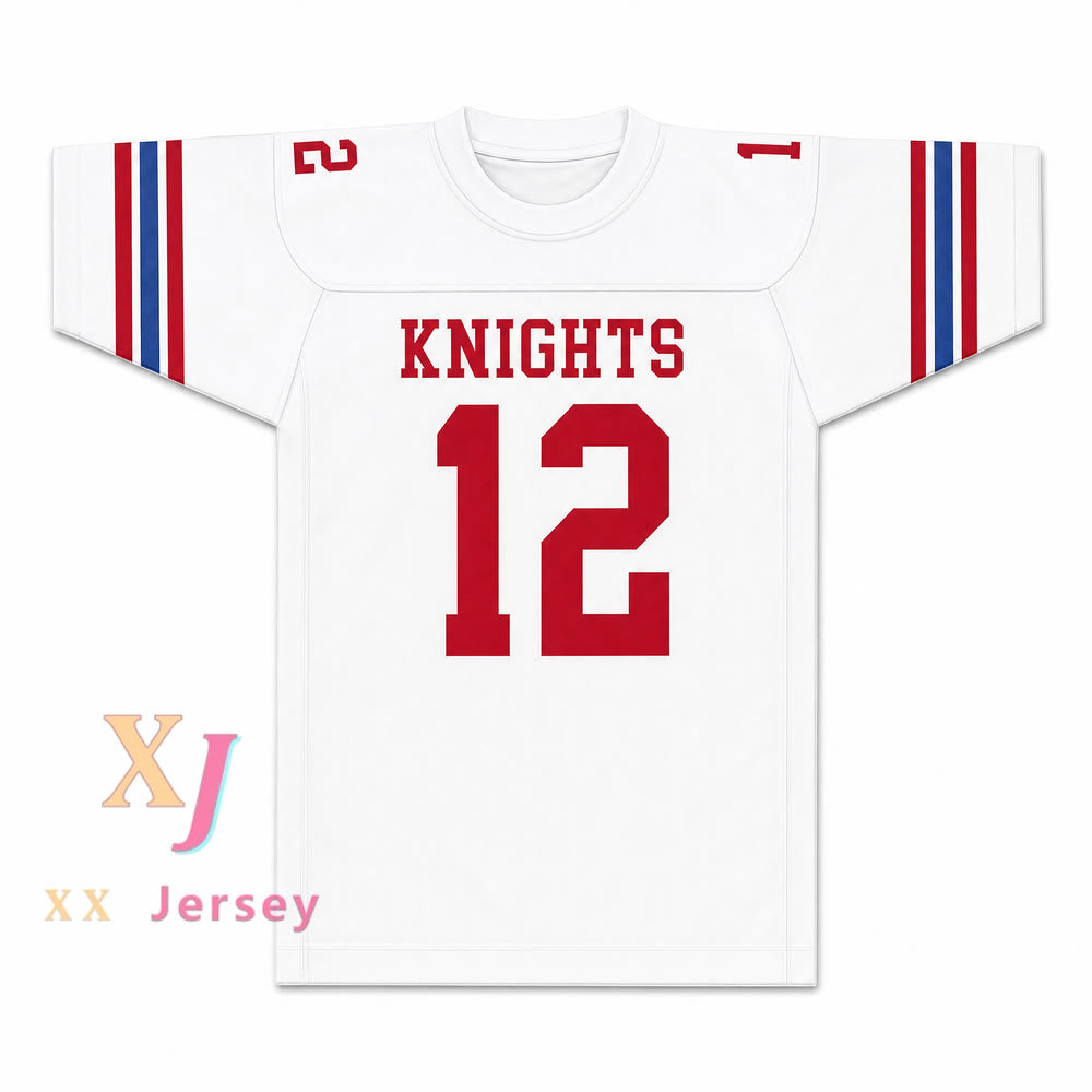 CAMISETA DE FÚTBOL BLANCA DE LOS KNIGHTS DE TERRY BRADSHAW 12 DE SECUNDARIA PERSONALIZADA Todas las tallas S-6XL