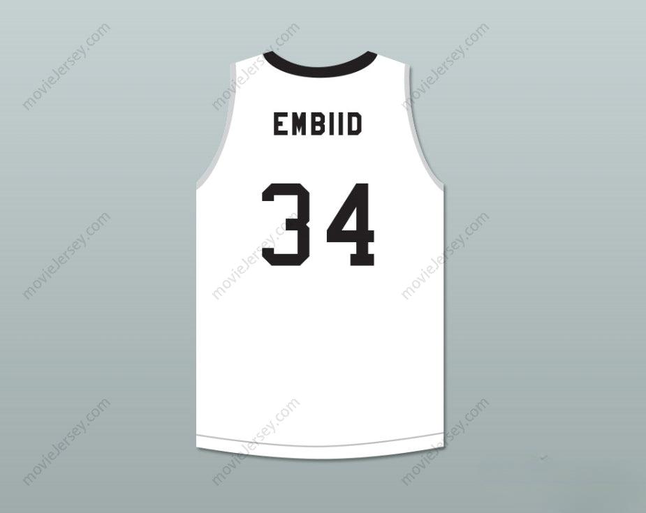 PERSONALIZA CUALQUIER Nombre Número JOEL EMBIID 34 THE ROCK HIGH SCHOOL CAMISETA DE BALONCESTO BLANCA 2 Top Cosida S-6XL
