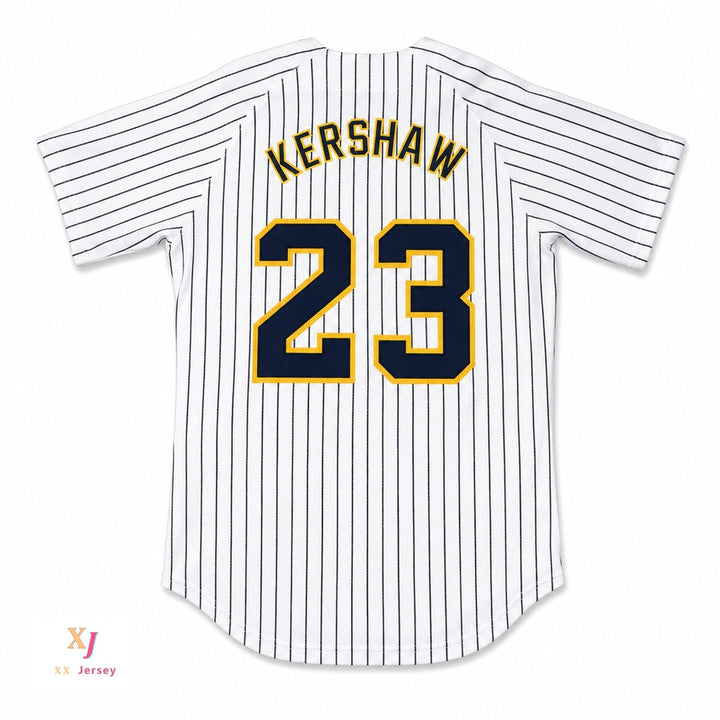 Camiseta de béisbol a rayas blancas de los Scots de la escuela secundaria Highland Park, número 23 de Clayton Kershaw, con cualquier nombre y número personalizado, doble costura, tallas S-6XL