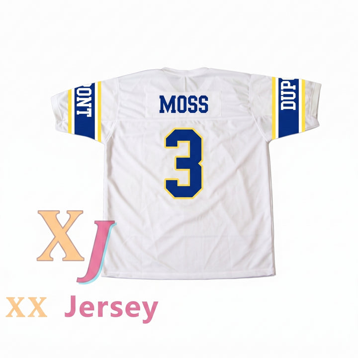 CUSTOM RANDY MOSS 3 DUPONT PANTHERS HIGH SCHOOL FOOTBALL JERSEY Top Stitched S-6XL