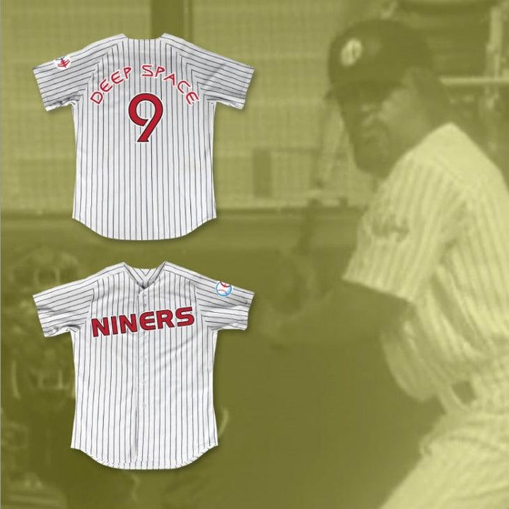 Camiseta de béisbol a rayas blancas de los NINERS DEEP SPACE, con cualquier nombre y número personalizados, con costuras, tallas S-6XL