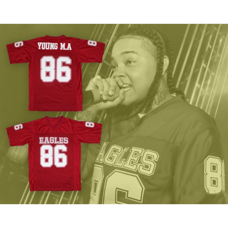 CUSTOM ANY Name Number YOUNG M.A 86 EAGLES RED Football Jersey Top Stitched S-6XL