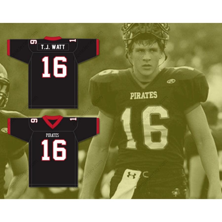 PERSONALIZADA Cualquier Nombre Número TJ WATT 16 Camiseta de Fútbol PIRATES de la Escuela Secundaria PEWAUKEE, Costuras Superiores Tallas S-6XL