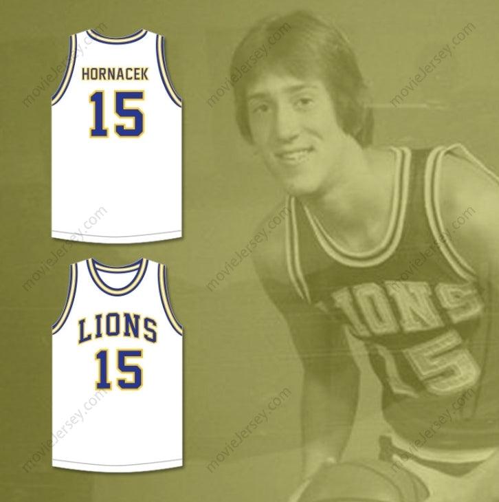 PERSONALIZA CUALQUIER Nombre Número JEFF HORNACEK 15 LYONS TOWNSHIP HIGH SCHOOL LIONS CAMISETA BLANCA DE BALONCESTO 2 Parte Superior Cosida S-6XL