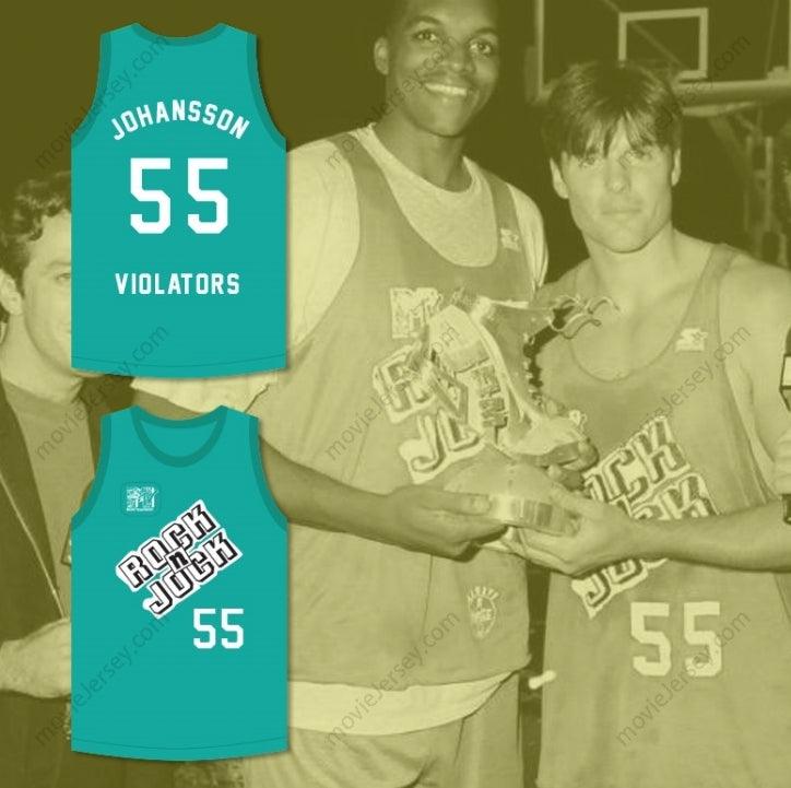 PERSONALIZA CUALQUIER Nombre Número PAUL JOHANSSON 55 CAMISETA DE BALONCESTO DE LOS VIOLATORS TERCER ENCUENTRO ANUAL DE BALONCESTO ROCK N' JOCK 1993 Costura Superior S-6XL