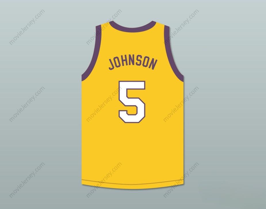 PERSONALIZABLE cualquier nombre número SAFFRON JOHNSON 5 CAMISETA BALONCESTO AMARILLA MADTV SKIT Cosido S-6XL